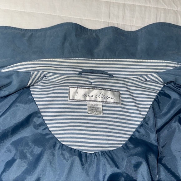 madison XL Vintage Light Blue White Hooded Rain Utility Jacket - Picture 13 of 16